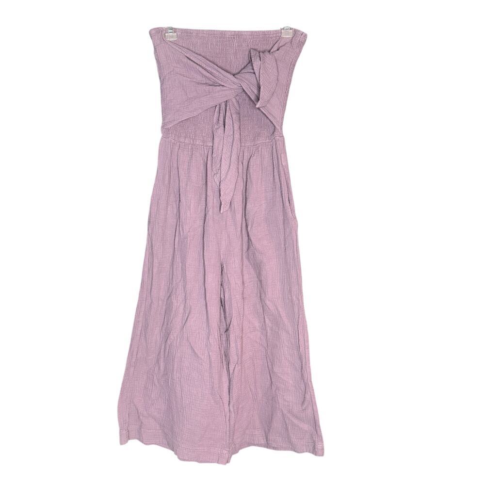 Grade & Gather Lavender Gauze Strapless Jumpsuit Women’s Large Wide Leg Boho